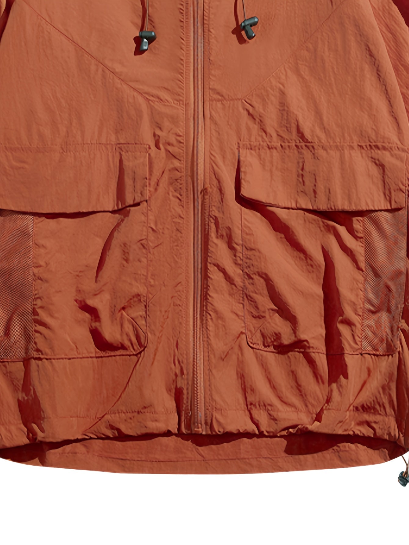 Men'S Lightweight Breathable Hooded Jacket - Quick-Dry Loose Fit Long Sleeve Windbreaker for Outdoor Activities, Casual & Sports Wear, Solid Color with Adjustable Drawstring Hood, Windbreaker Jacket, Spring Summer Apparel, Durable Zipper Closure