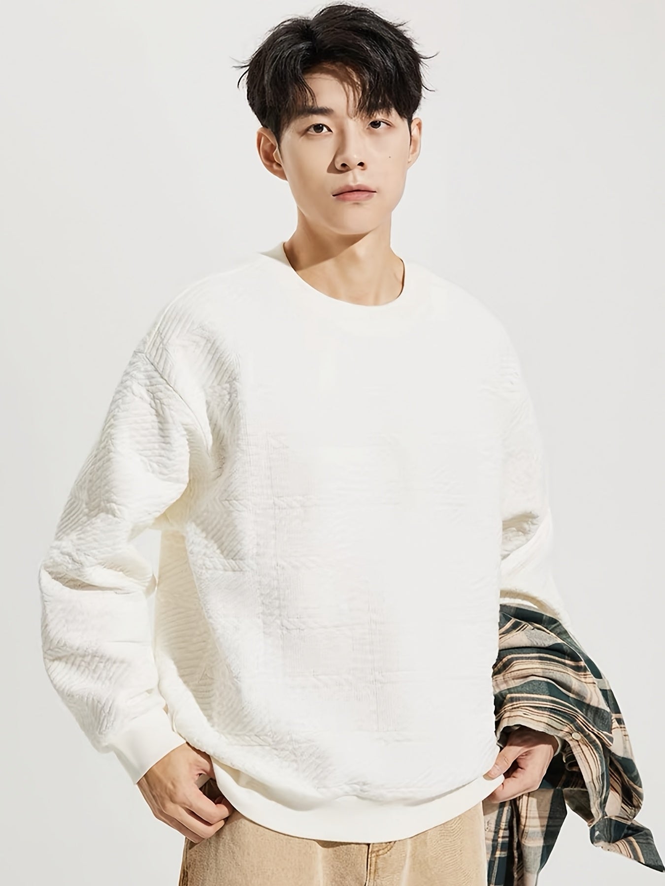 Men's Oversized Hooded Sweatshirt - Casual Loose Fit Pullover Hoodie with Drawstring Hood, Round Neck & Long Sleeve, Machine Washable Sportswear Jacket for Gym,, Casual Attire - Solid Color (Black\u002FWhite\u002FNavy\u002FGrey)