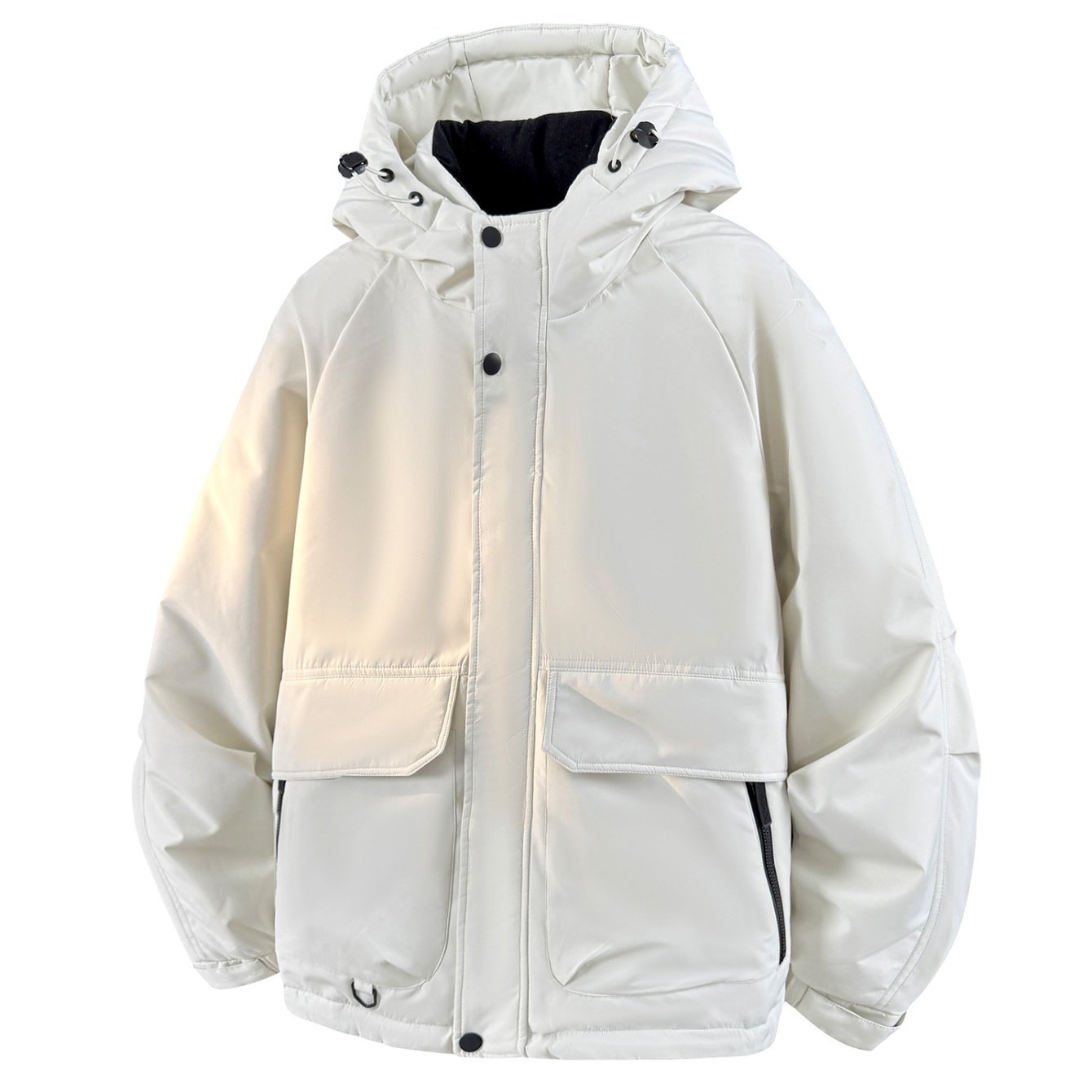 Men's & Women's White Duck Down Jacket - Thickened Winter Parka Coat with Hood, Full-Zip Front, Machine Washable Duck Down for Extreme Cold, Unisex for outdoor Activities (Solid Color)