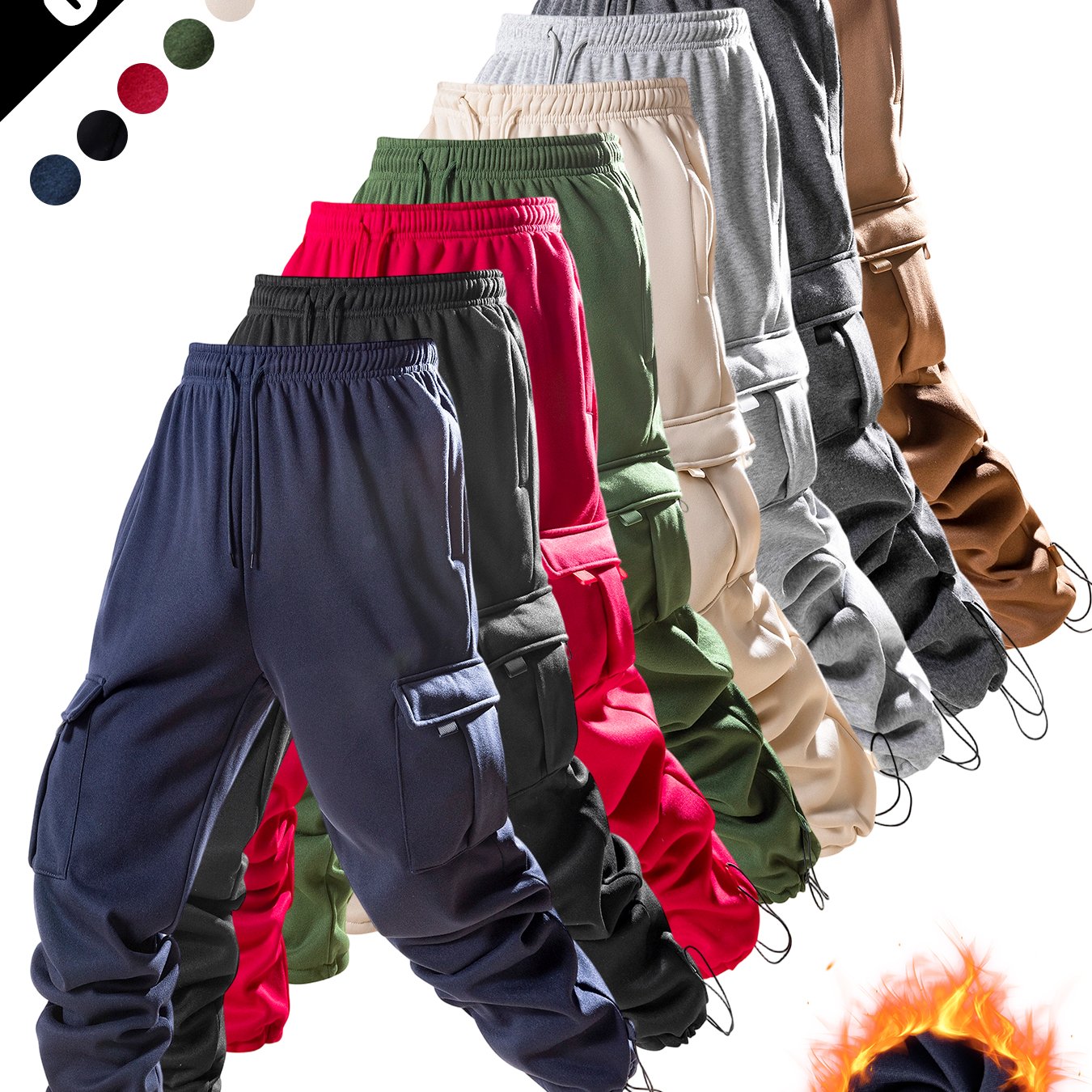 8pcs Men'S Heavy-Duty Work Pants - All-Season Tactical Pants with Multiple Utility Pockets, Non-Stretch Fabric for Hiking, Camping, Gym, Everyday - Machine Washable Outdoor Pants In, Brown, Olive Green - Ideal For Professionals & Outdoor Enthusiasts