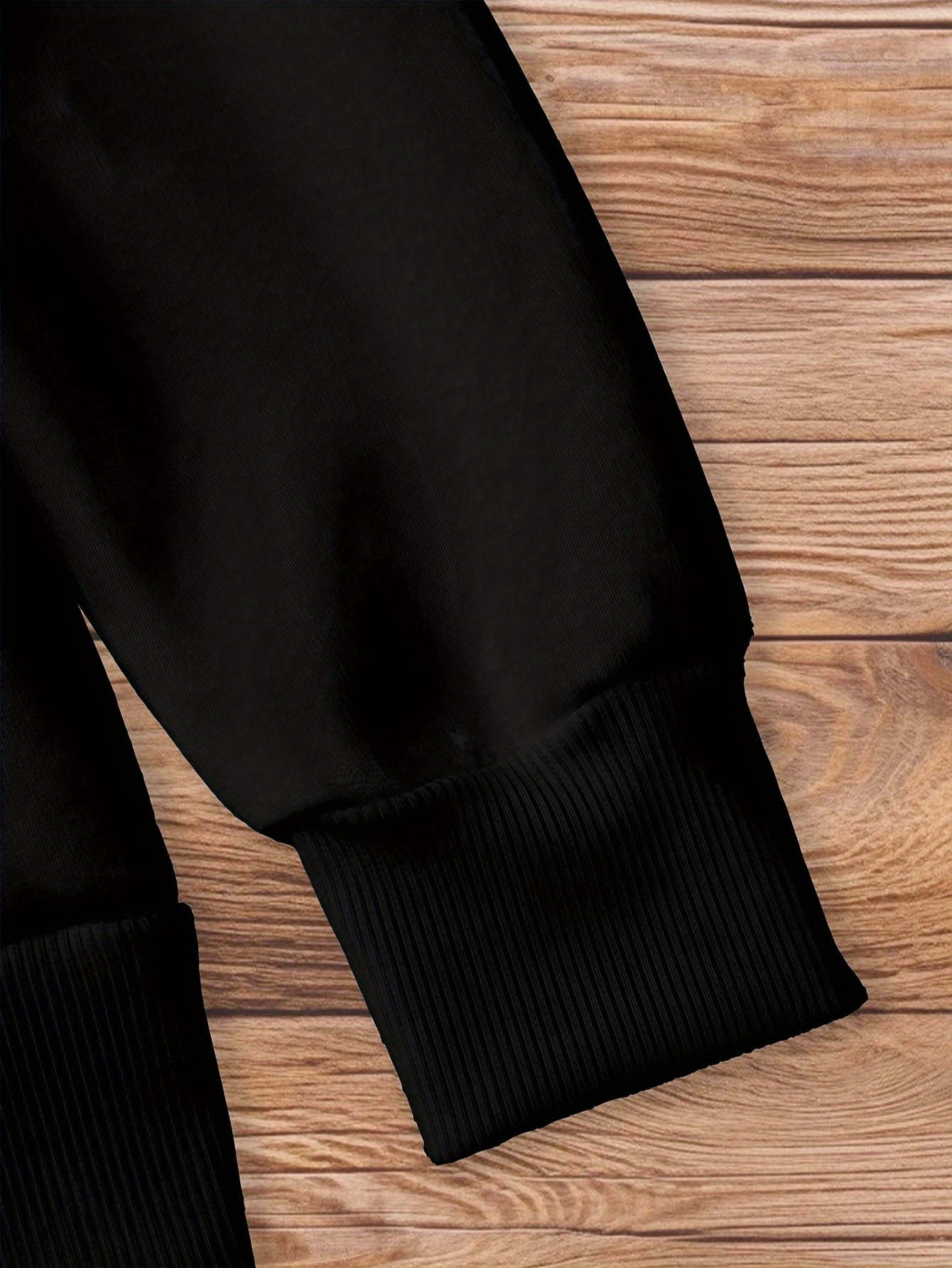 Men's Black Oversized Equestrian Sweatshirt - White Horse Rider & Galloping Horse Print Sweater, Round Neck Loose Fit Hoodie Jacket for Horseback Riding, Casual Wear, Dressage & Jumping Events, Machine Washable