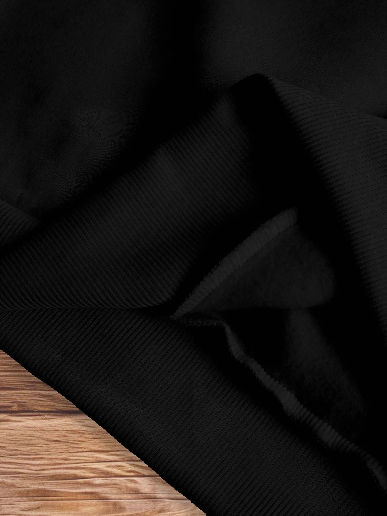 Men's Black Oversized Equestrian Sweatshirt - White Horse Rider & Galloping Horse Print Sweater, Round Neck Loose Fit Hoodie Jacket for Horseback Riding, Casual Wear, Dressage & Jumping Events, Machine Washable