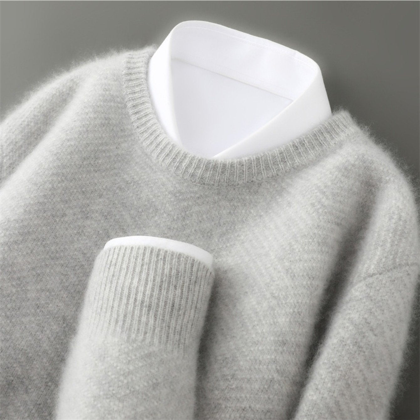 Men's 100% Wool Sweater Thickened Winter Warm 7-Gauge Jacquard Knit Relaxed Loose Fit Round Neck Long Sleeve Thermal Wool Pullover for Casual & Business Wear - Hand Washable Autumn Winter Top Christmas Gift