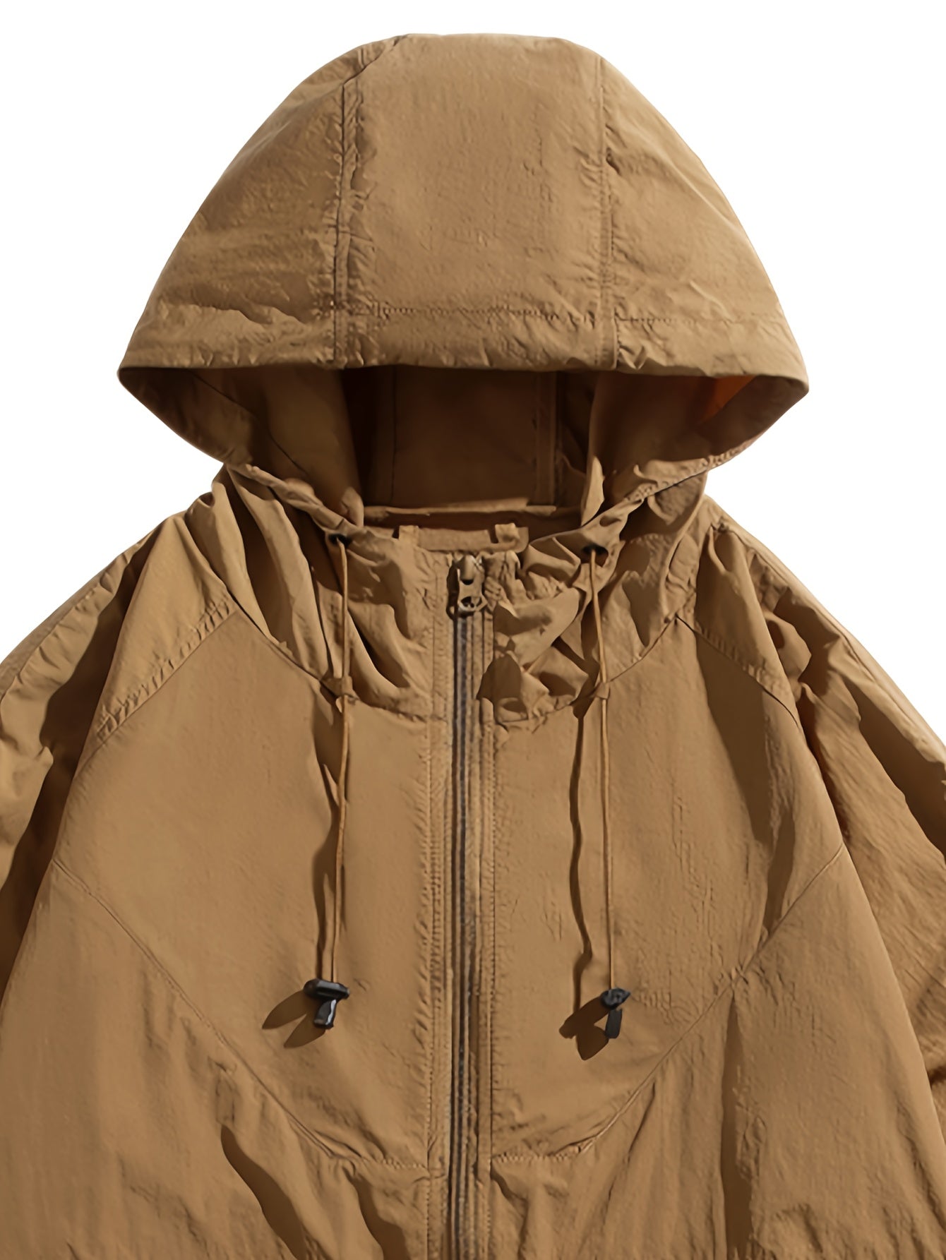 Quick-Dry Men's Jacket Lightweight Breathable Men's Jacket | Quick-Dry, Zip-Up with Drawstring Hood, Long Sleeves, Casual Style for Sports, Running, Fishing, Fitness & Outdoor Activities, Solid Color, Zipper Closure, Loose Fit