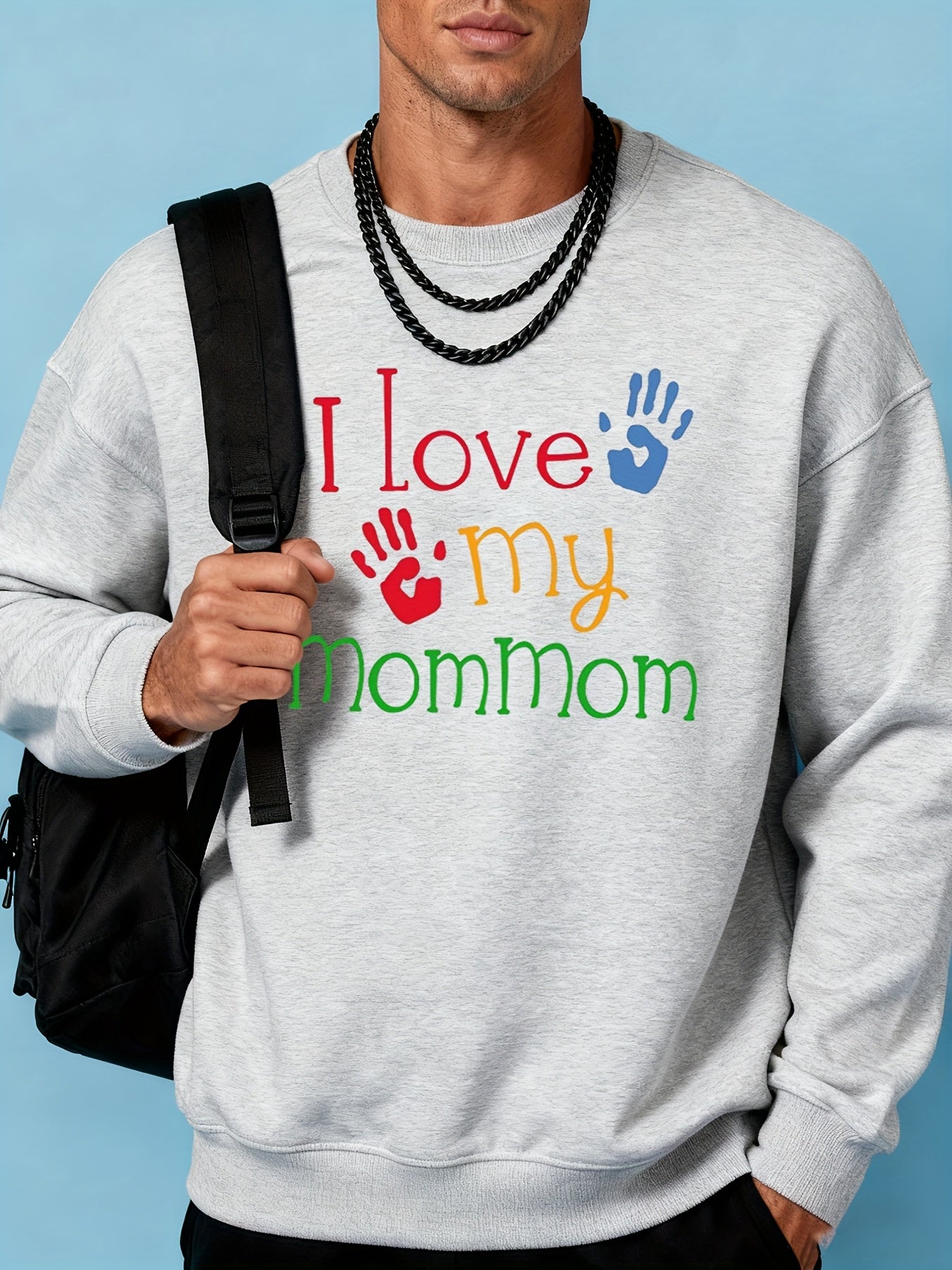 Men's 360g Heavyweight Casual Sweatshirt - Thick Winter Warm Pullover Sweater for Golf & Daily Wear, Round Neck Long Sleeve (Black\u002FWhite\u002FBlue\u002FGray) - Affordable Cold Weather Outerwear, Multi-Color Options