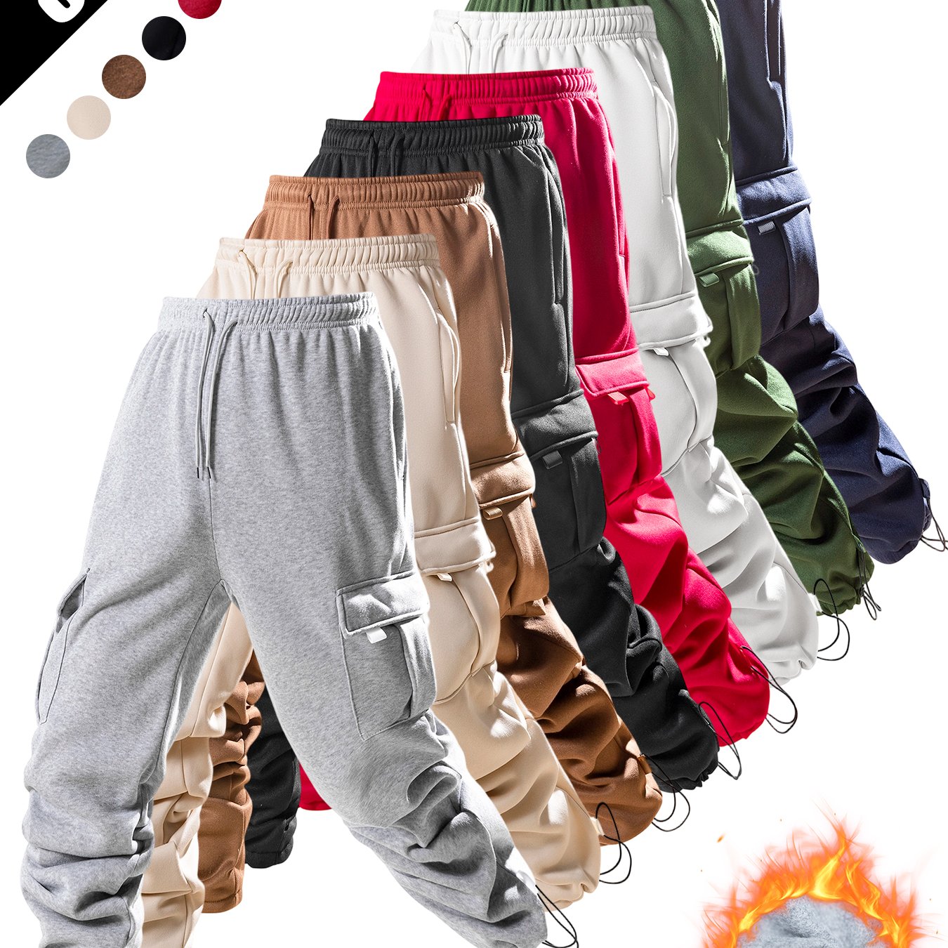 8pcs Men'S Heavy-Duty Work Pants - All-Season Tactical Pants with Multiple Utility Pockets, Non-Stretch Fabric for Hiking, Camping, Gym, Everyday - Machine Washable Outdoor Pants In, Brown, Olive Green - Ideal For Professionals & Outdoor Enthusiasts