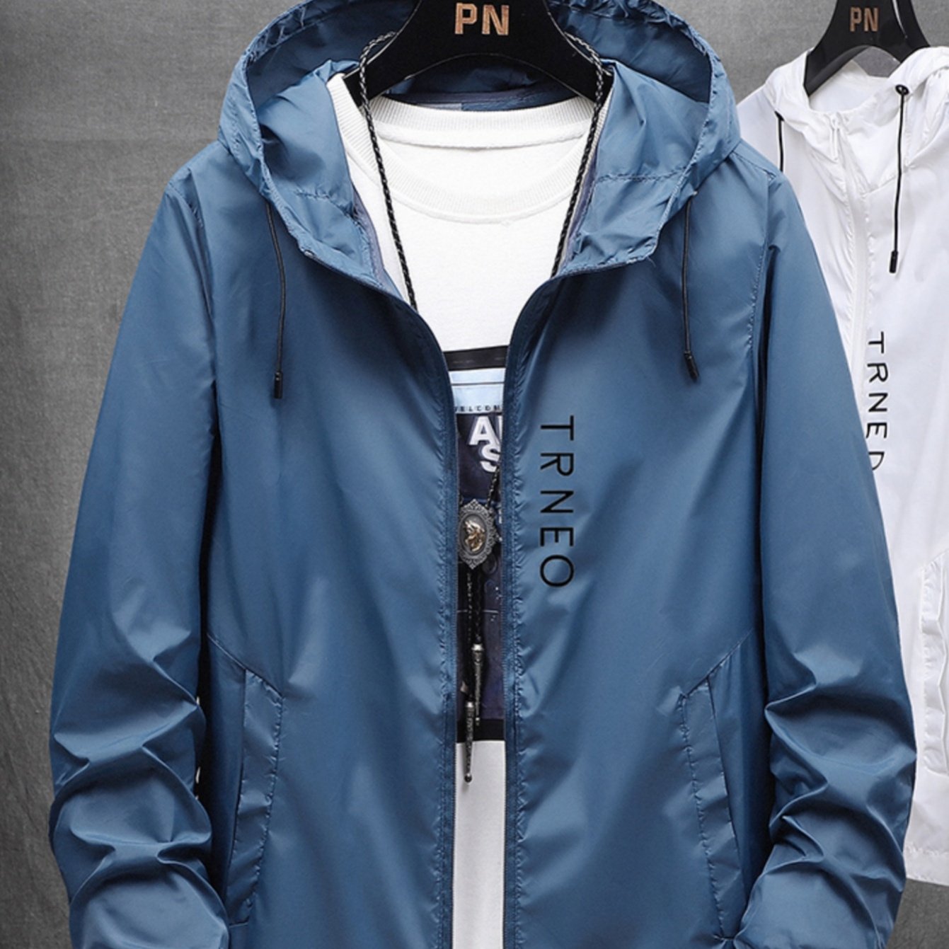 Men'S Lightweight Summer Hooded Zip-Up Jacket - Casual Translucent Letter Print with Drawstring, Ideal for Outdoor Activities like Hiking, Running & Fishing, Fishing Accessory|Sleek Zipper Design|Durable Outerwea