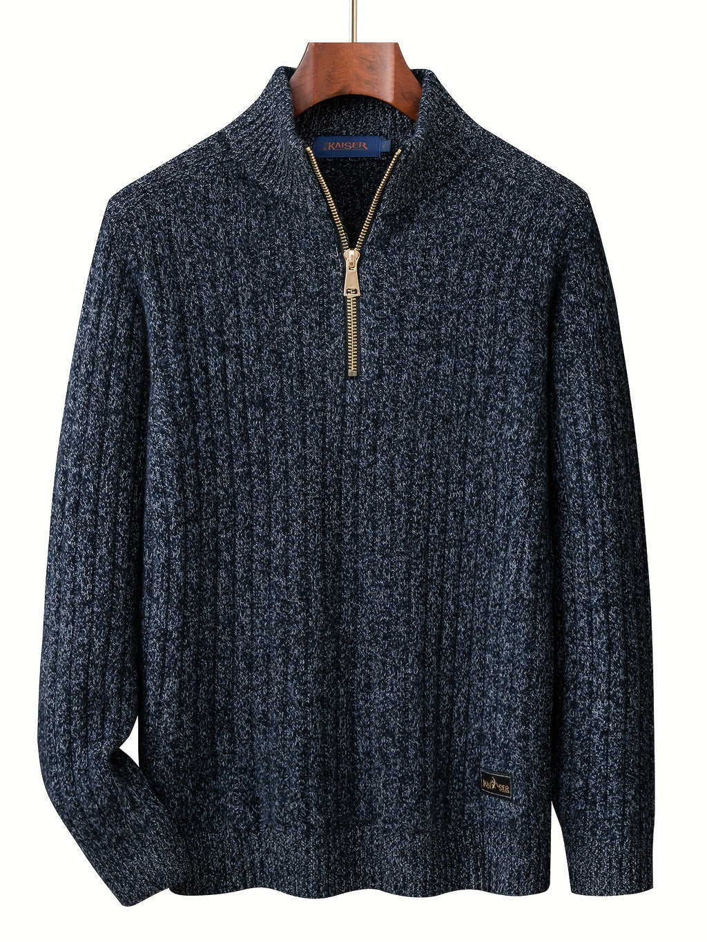 Men's 100% Wool High Neck Pullover Sweater with Zipper Detail - Casual Knit Fabric with Slight Stretch, Solid Color, Long Sleeve, Regular Fit Fall\u002FWinter Knitted Sweater