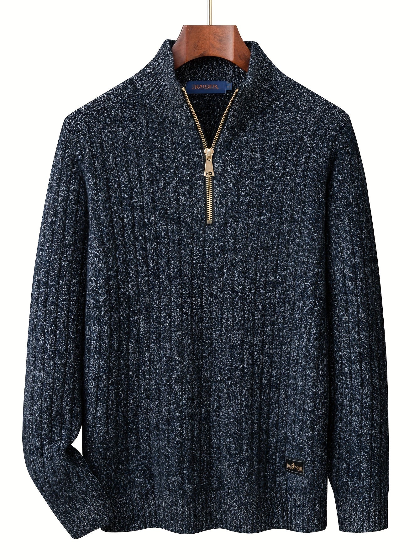 Men's 100% Wool High Neck Pullover Sweater with Zipper Detail - Casual Knit Fabric with Slight Stretch, Solid Color, Long Sleeve, Regular Fit Fall\u002FWinter Knitted Sweater