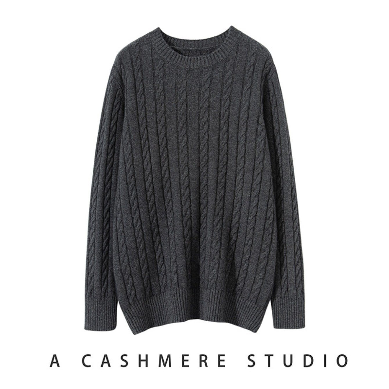 Mens 100% Velvet Cable Knit Sweater | Crewneck, Thickened Winter Top, Plus Size, Thermal Comfort, Vintage Christmas Gift, Casual Style, Polyester Fiber