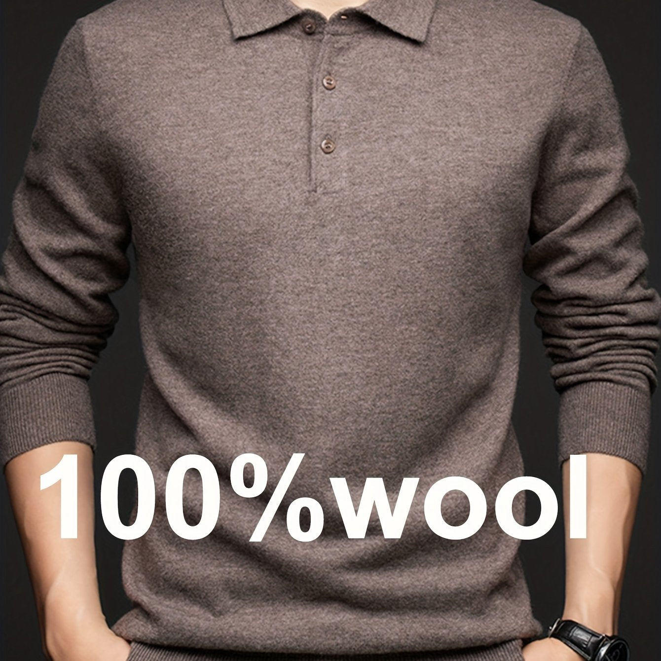 Men's 100% Thickened Lapel Sweater - Solid Color Warm Underlayer for Base Layer, Office & Commuting, Dry Clean Only Retro Style Classic Collar, High-End Layering Piece for All-Season Wear, Commuting Outfit, Timeless Design, Premium Material, Men'S