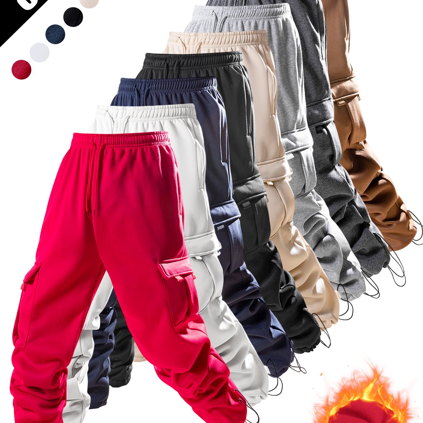 8pcs Men'S Heavy-Duty Work Pants - All-Season Tactical Pants with Multiple Utility Pockets, Non-Stretch Fabric for Hiking, Camping, Gym, Everyday - Machine Washable Outdoor Pants In, Brown, Olive Green - Ideal For Professionals & Outdoor Enthusiasts