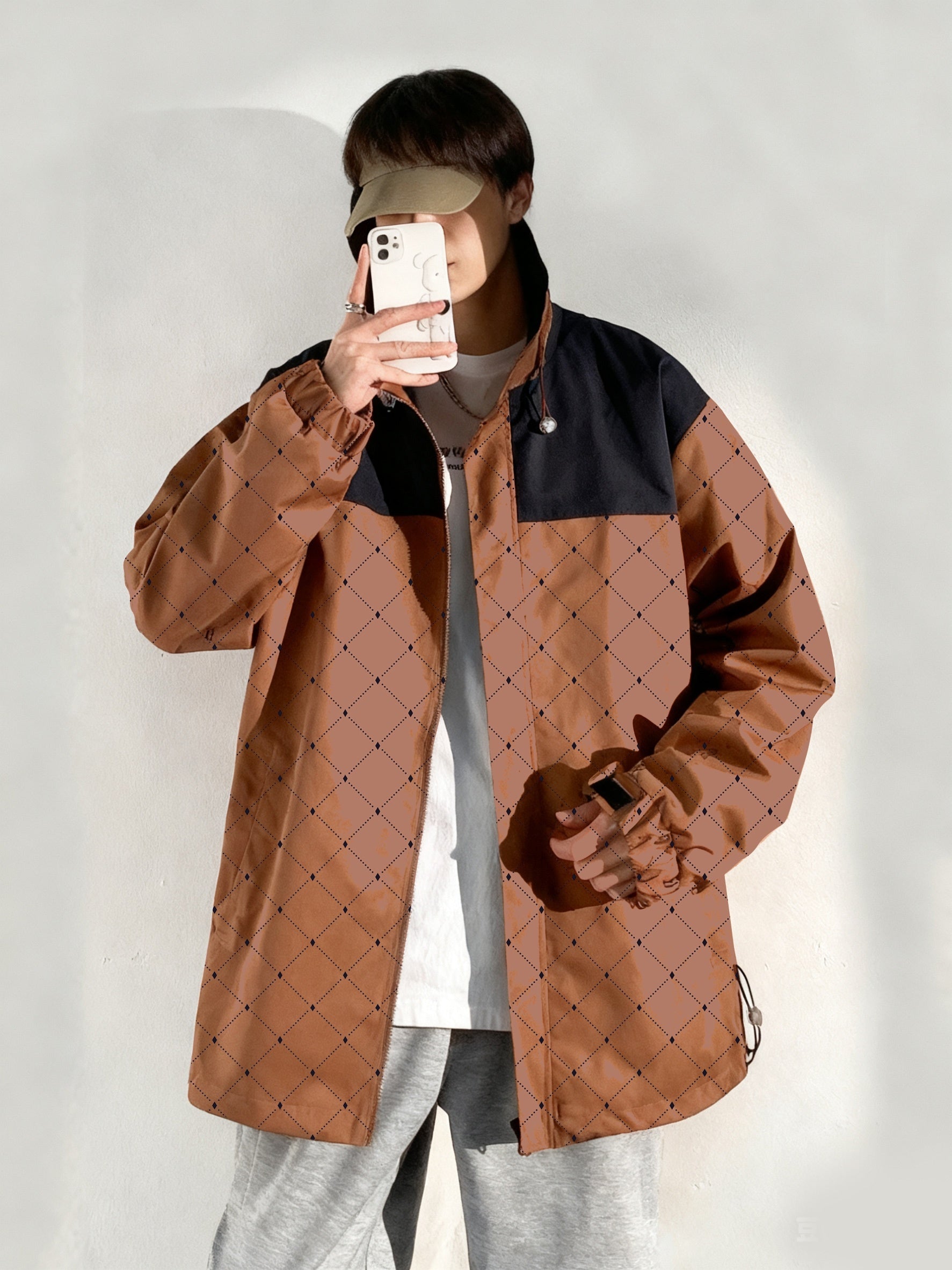 Men'S 2025 Retro Full-Zip Hooded Jacket - Heavyweight Warm Windproof Coat with Full-Zip Closure, Striped Pattern & Full-Zip Front, & Insulating Lining, Full-Zip Hooded Sweatshirt for Hiking, Outdoor, Casual Winter Wear - Brown\u002FTan - Ideal for Gym