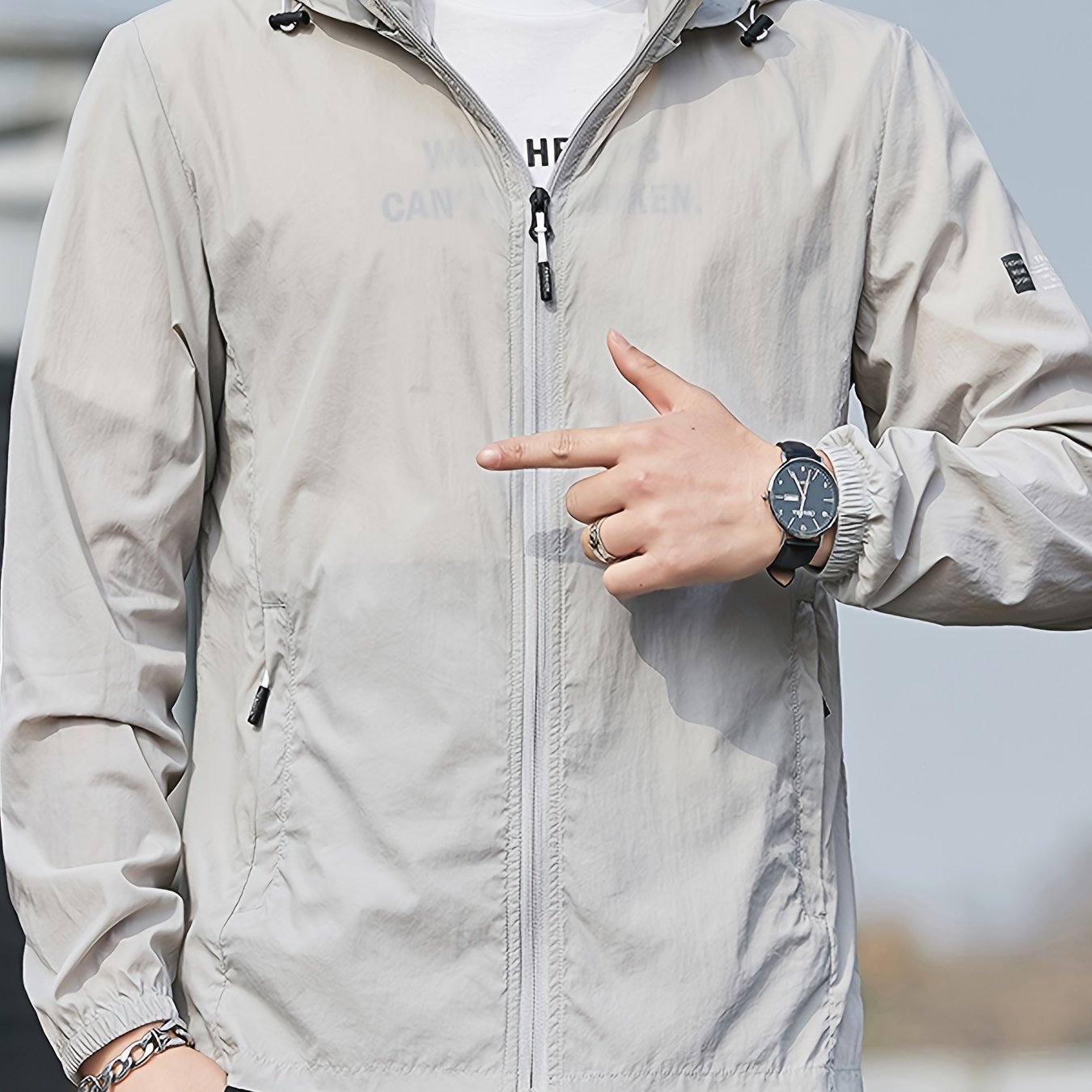 Men'S Light Hooded Cycling Jacket with Full-Zip Closure, Full-Zip Front & Zippered Pockets - Softshell Windproof & High Quality, Full-Zip Hooded Design for Cycling, Hiking, Gym - Lightweight Outdoor Jacket For Men, Hiking Gear, Casual Style