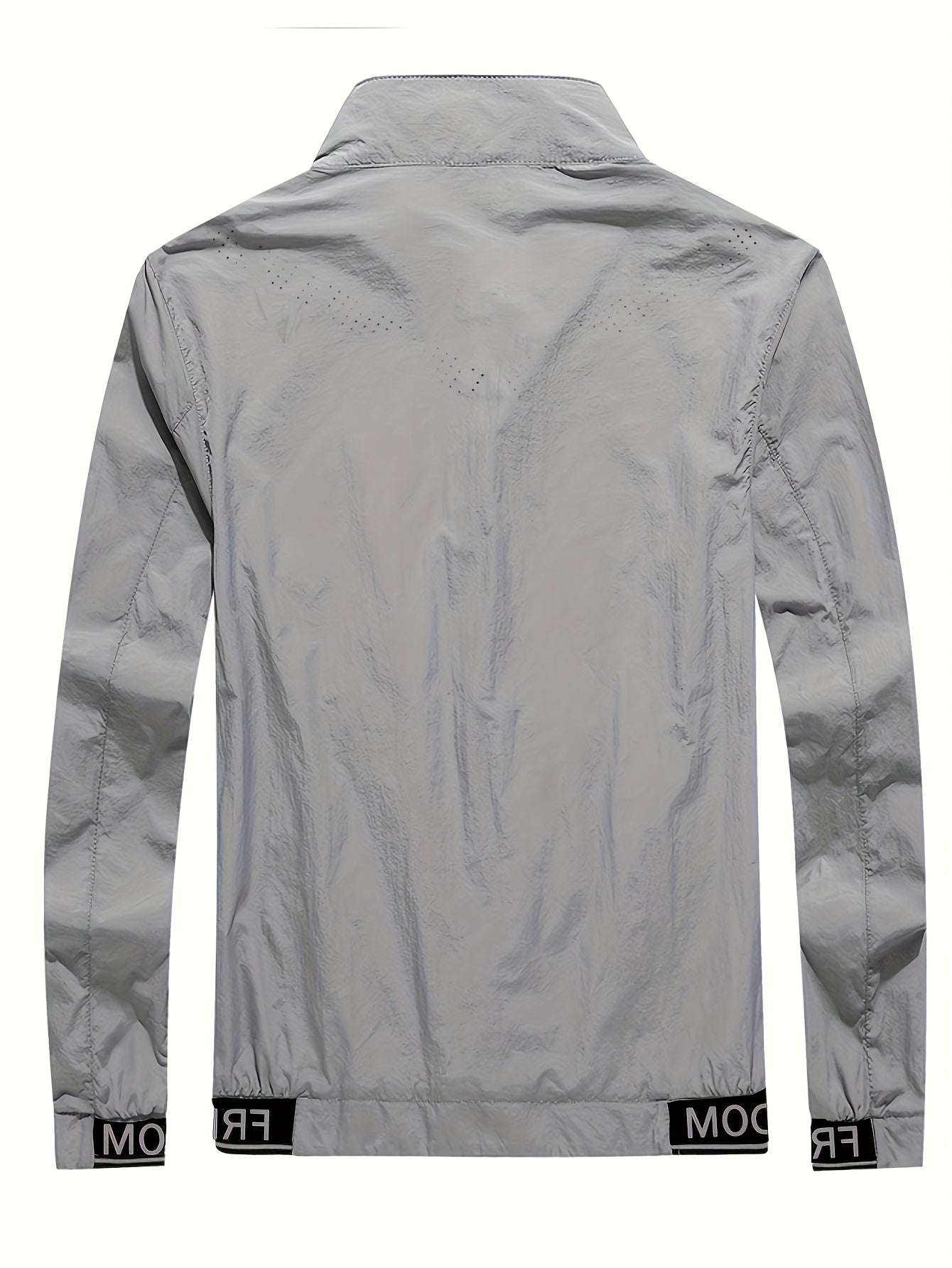 Men'S Lightweight Windbreaker Jacket - Softshell Zip-Up Coat with Stand Collar, Lightweight Windproof Outerwear for Gym, Fishing, Travel - Quick-Dry Athletic Jacket in Light Grey\Black - Spring\Fall\FSummer Casual Outerwear