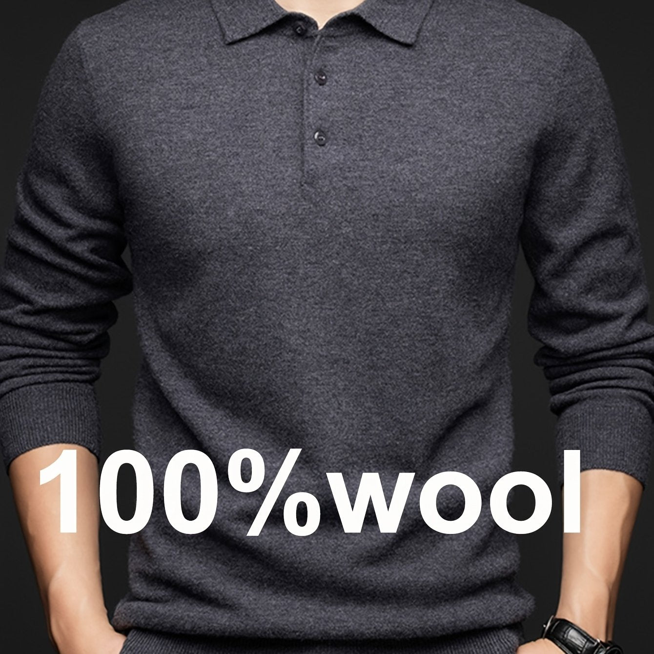 Men's 100% Thickened Lapel Sweater - Solid Color Warm Underlayer for Base Layer, Office & Commuting, Dry Clean Only Retro Style Classic Collar, High-End Layering Piece for All-Season Wear, Commuting Outfit, Timeless Design, Premium Material, Men'S