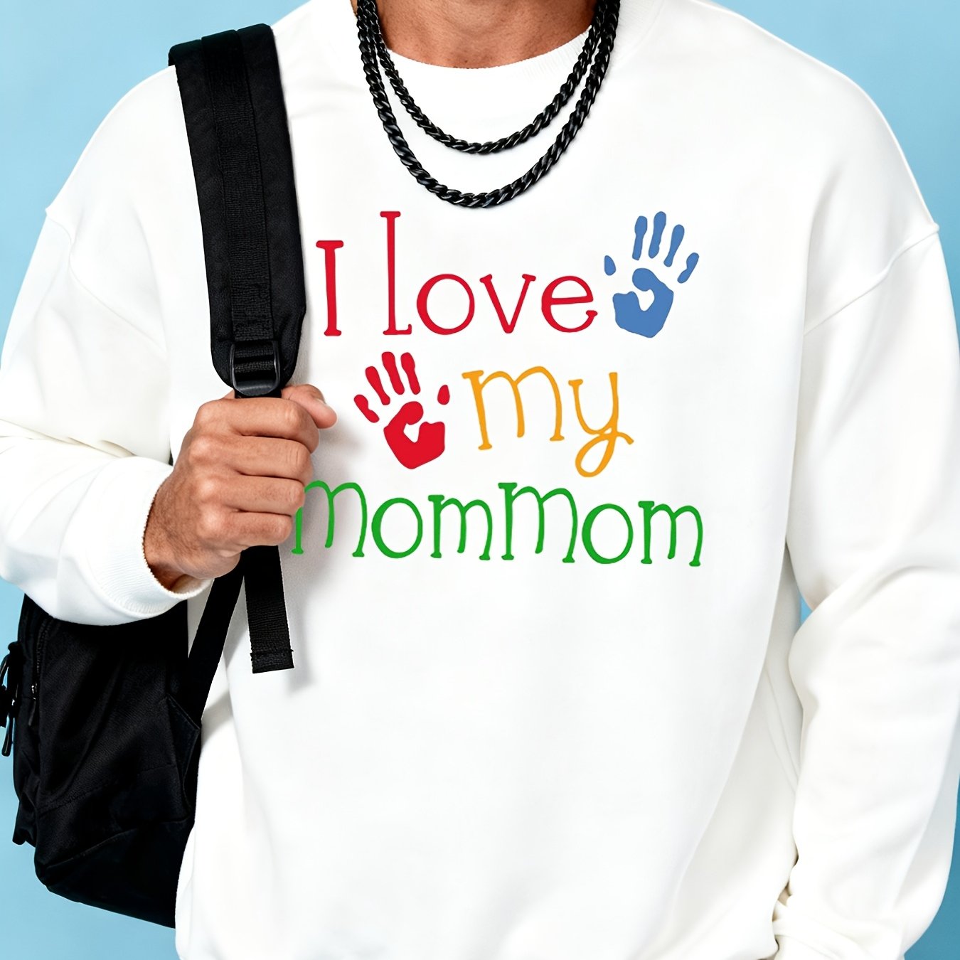 Men's 360g Heavyweight Casual Sweatshirt - Thick Winter Warm Pullover Sweater for Golf & Daily Wear, Round Neck Long Sleeve (Black\u002FWhite\u002FBlue\u002FGray) - Affordable Cold Weather Outerwear, Multi-Color Options