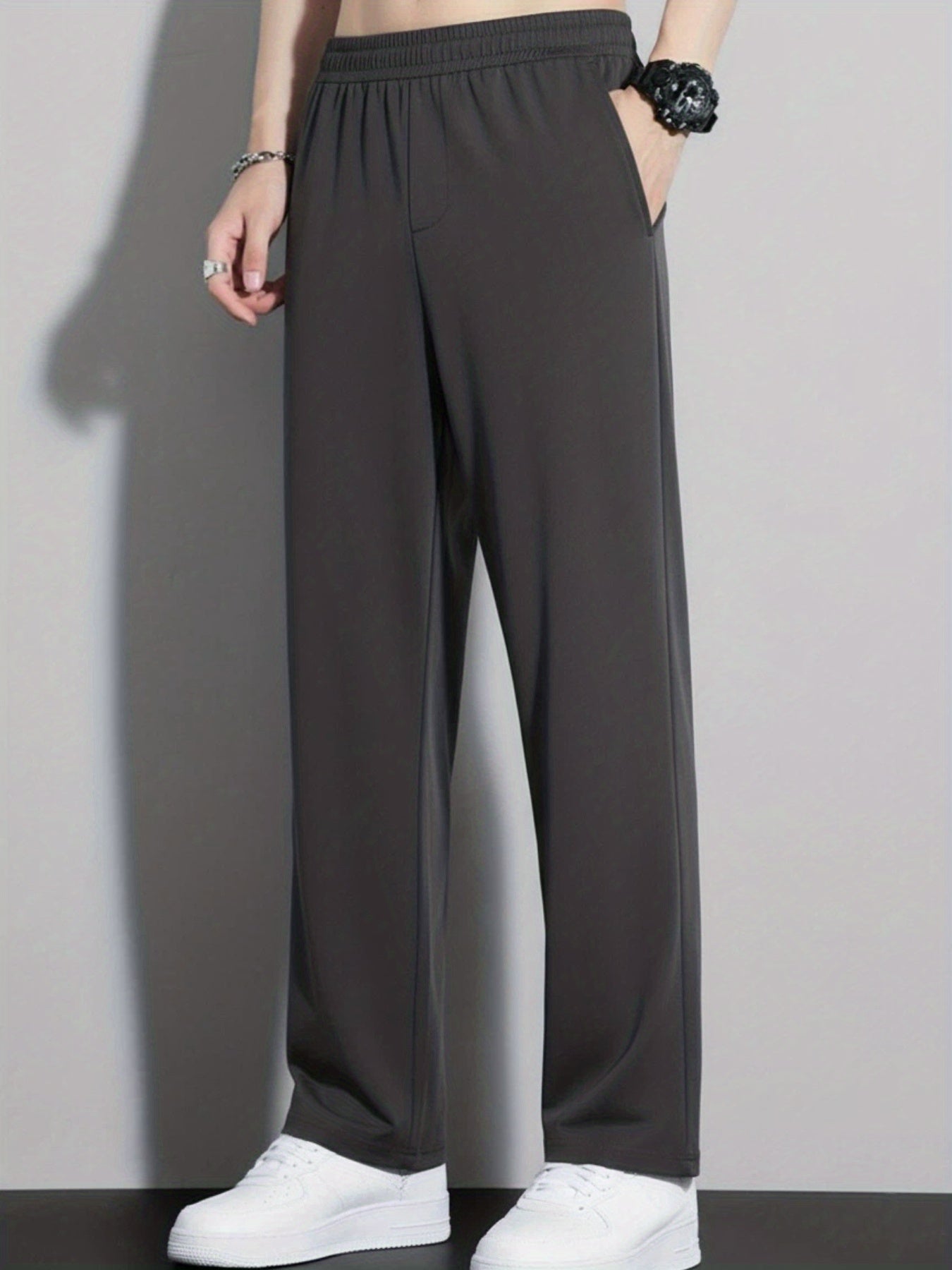 Men's Straight-Leg Corduroy Pants with Ankle Closure - Elastic Wrinkle-Resistant Casual Trousers, Corduroy Lower Legs, Machine Washable Solid Color Basic for Dress Pants for all-Season Wear (European & Sizing)