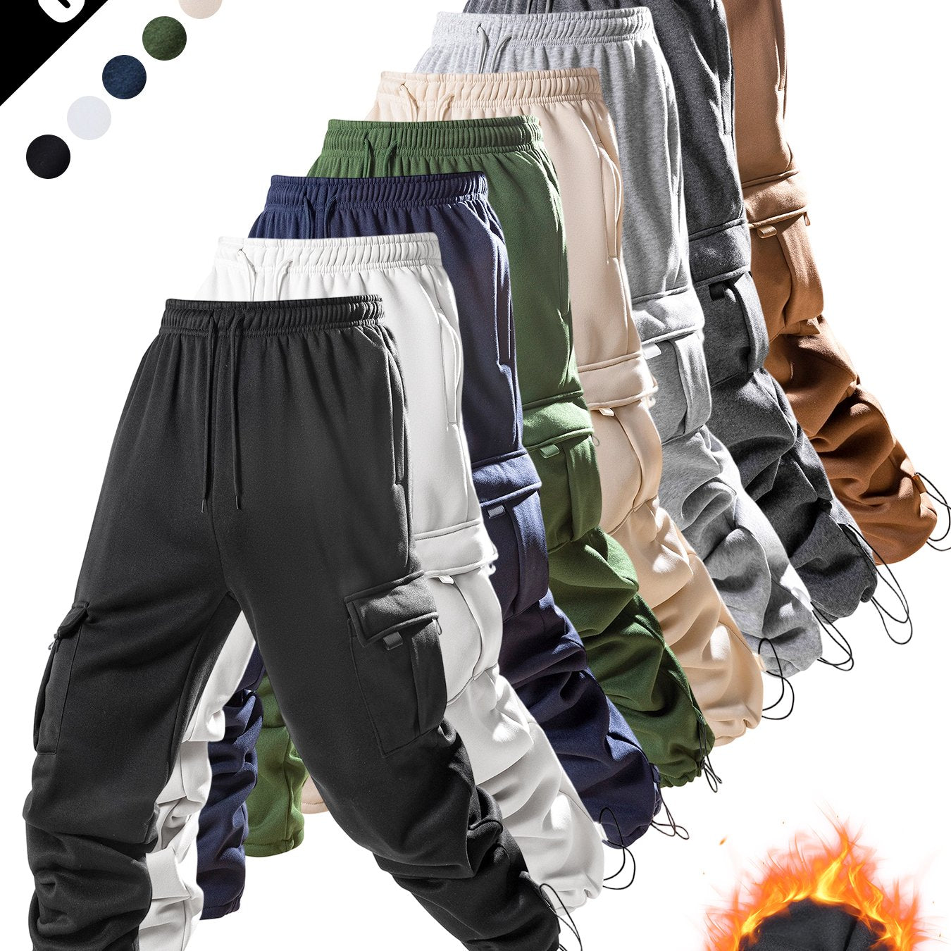 8pcs Men'S Heavy-Duty Work Pants - All-Season Tactical Pants with Multiple Utility Pockets, Non-Stretch Fabric for Hiking, Camping, Gym, Everyday - Machine Washable Outdoor Pants In, Brown, Olive Green - Ideal For Professionals & Outdoor Enthusiasts