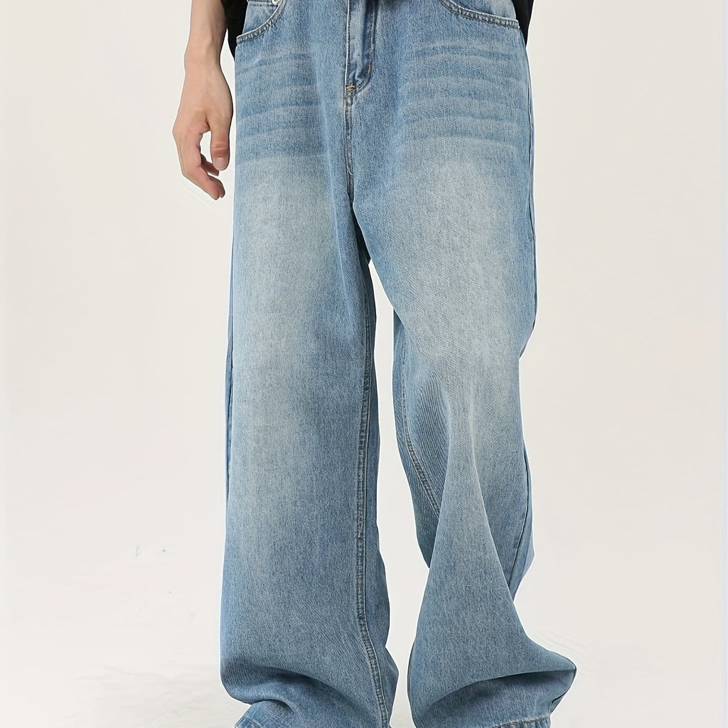 Men's Casual Jeans, Hip-hop High Street Skateboard Pants, Loose Oldschool Suitable For Street Wear, Cycling, Casual Fashion, Straight Leg Jeans