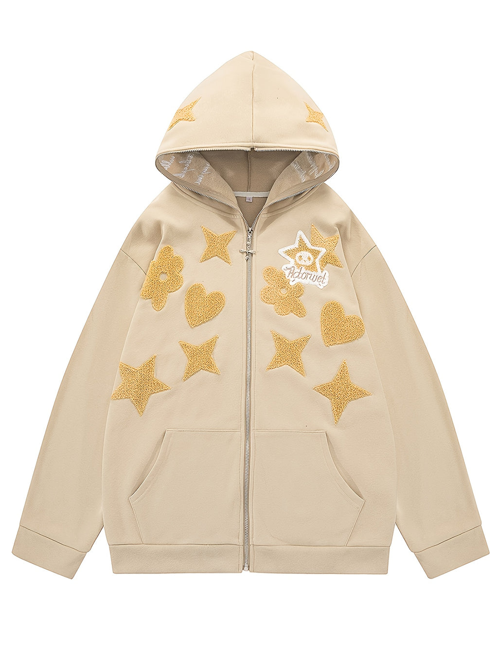 Men'S Casual Hooded Jacket with Full-Zip Closure & Star Print - & Geometric Design, Regular Fit, Lightweight Fabric, Casual Outerwear for Everyday & Formal, Jacket Hoodie, Streetwear Fashion, Urban Style, Streetwear Lovers