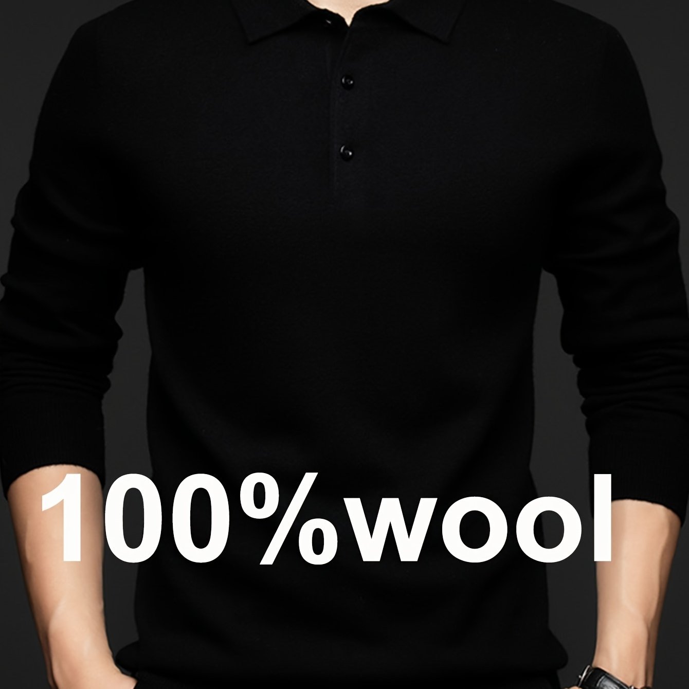 Men's 100% Thickened Lapel Sweater - Solid Color Warm Underlayer for Base Layer, Office & Commuting, Dry Clean Only Retro Style Classic Collar, High-End Layering Piece for All-Season Wear, Commuting Outfit, Timeless Design, Premium Material, Men'S