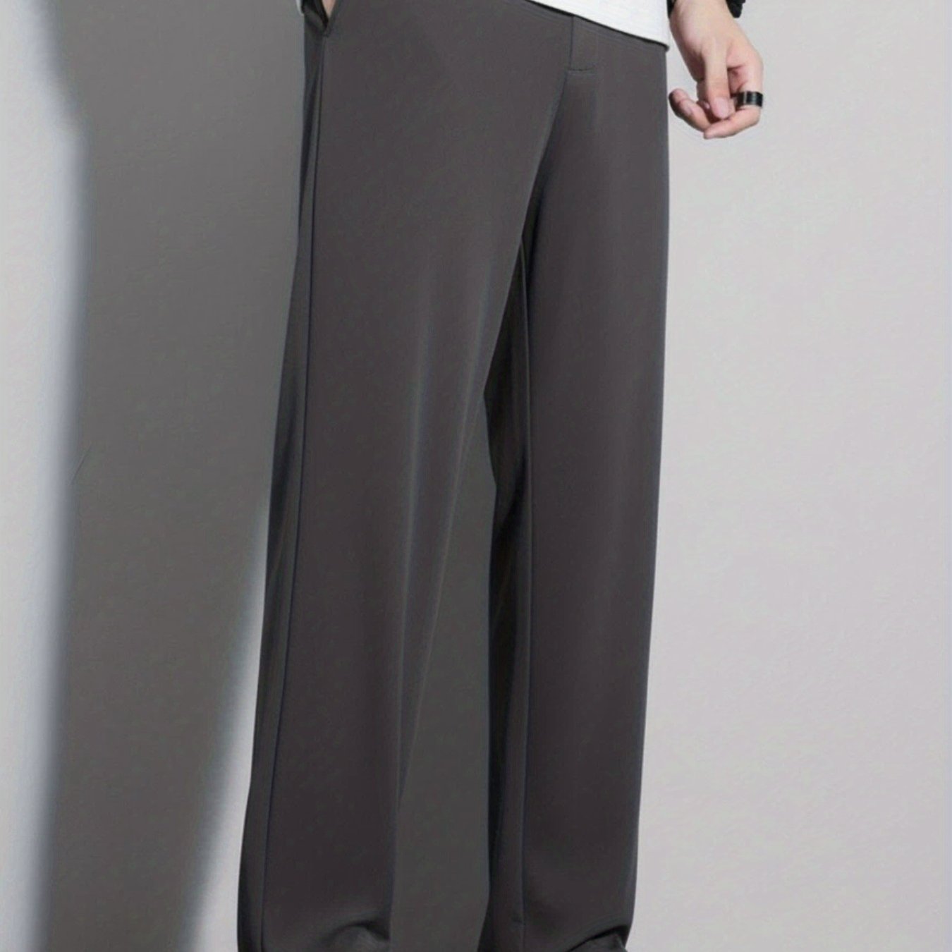 Men's Straight-Leg Corduroy Pants with Ankle Closure - Elastic Wrinkle-Resistant Casual Trousers, Corduroy Lower Legs, Machine Washable Solid Color Basic for Dress Pants for all-Season Wear (European & Sizing)