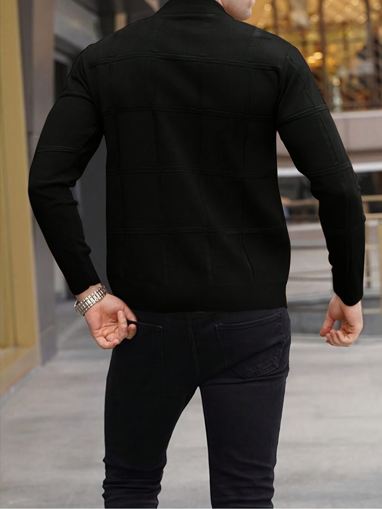 Men's Cotton Knit Sweater - Solid Color Mock Neck Pullover, Medium Stretch Regular Fit Long Sleeve for Fall & Winter, Hand Wash Only, Versatile Casual & Formal Wear