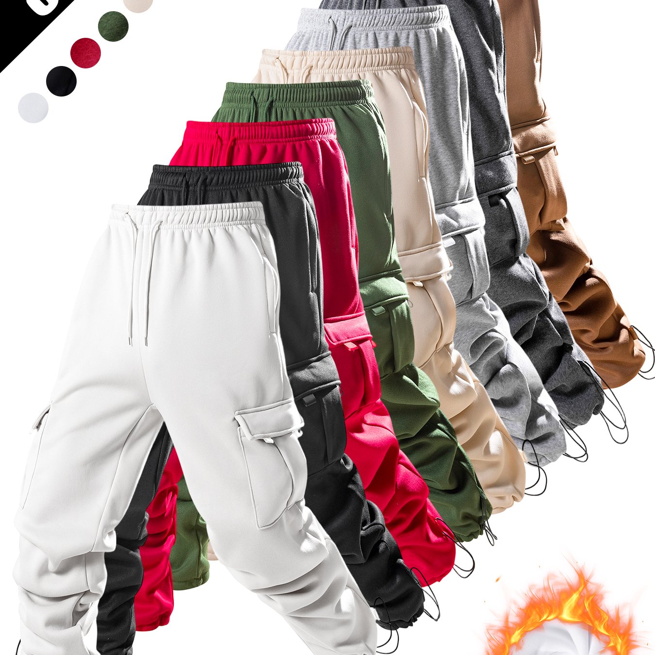 8pcs Men'S Heavy-Duty Work Pants - All-Season Tactical Pants with Multiple Utility Pockets, Non-Stretch Fabric for Hiking, Camping, Gym, Everyday - Machine Washable Outdoor Pants In, Brown, Olive Green - Ideal For Professionals & Outdoor Enthusiasts