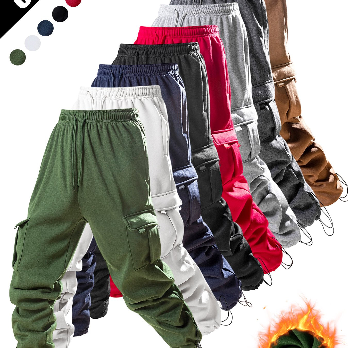 8pcs Men'S Heavy-Duty Work Pants - All-Season Tactical Pants with Multiple Utility Pockets, Non-Stretch Fabric for Hiking, Camping, Gym, Everyday - Machine Washable Outdoor Pants In, Brown, Olive Green - Ideal For Professionals & Outdoor Enthusiasts