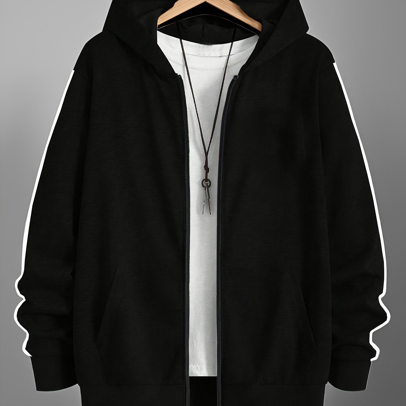 Autumn Men'S Casual Style Hooded Zipper Sweatshirt Made of with Breathable Pockets And Stripes on The Side Decoration, Street Style, Commuting, Sports, Daily Outdoor Preferred