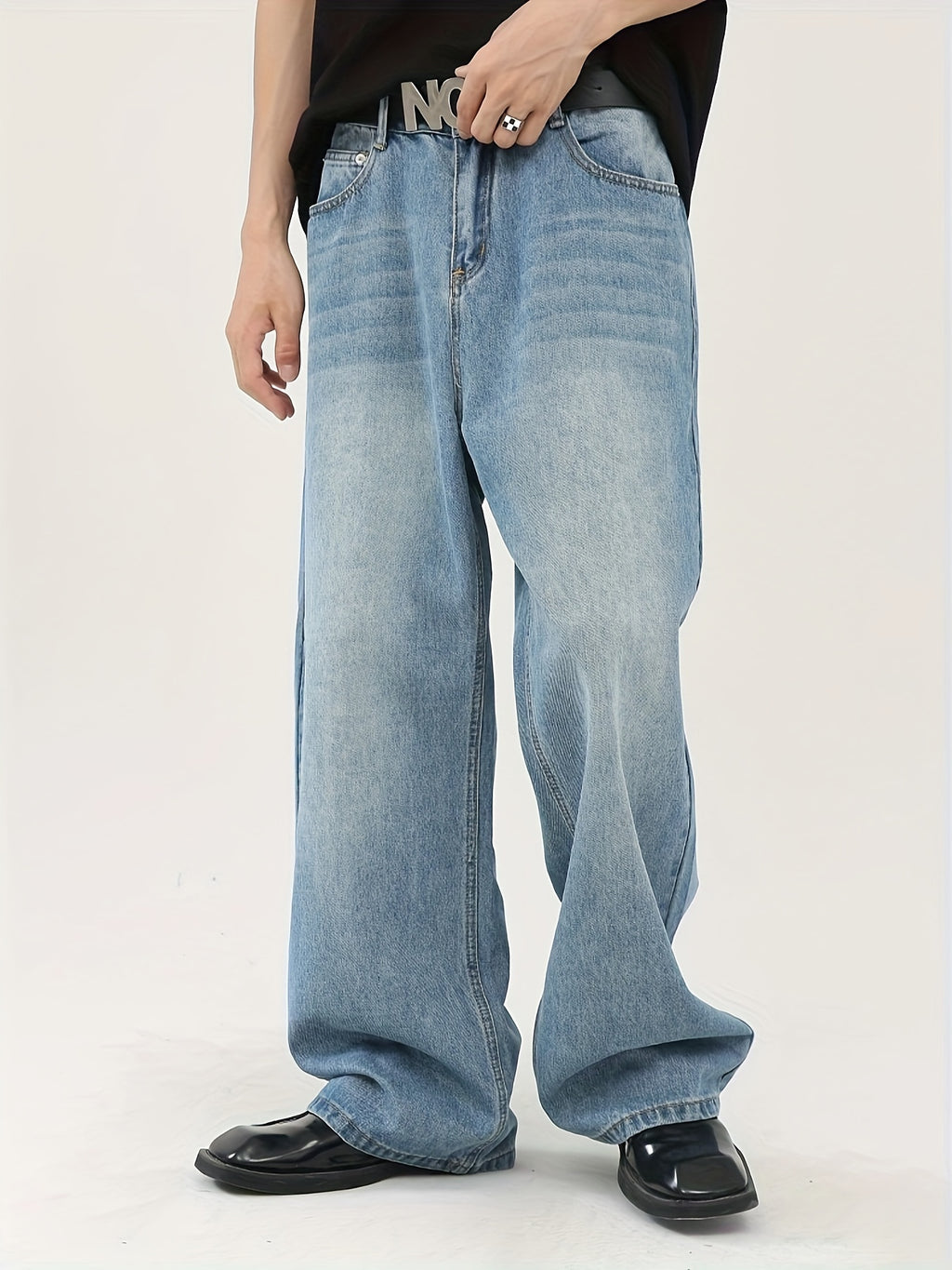 Men's Casual Jeans, Hip-hop High Street Skateboard Pants, Loose Oldschool Suitable For Street Wear, Cycling, Casual Fashion, Straight Leg Jeans