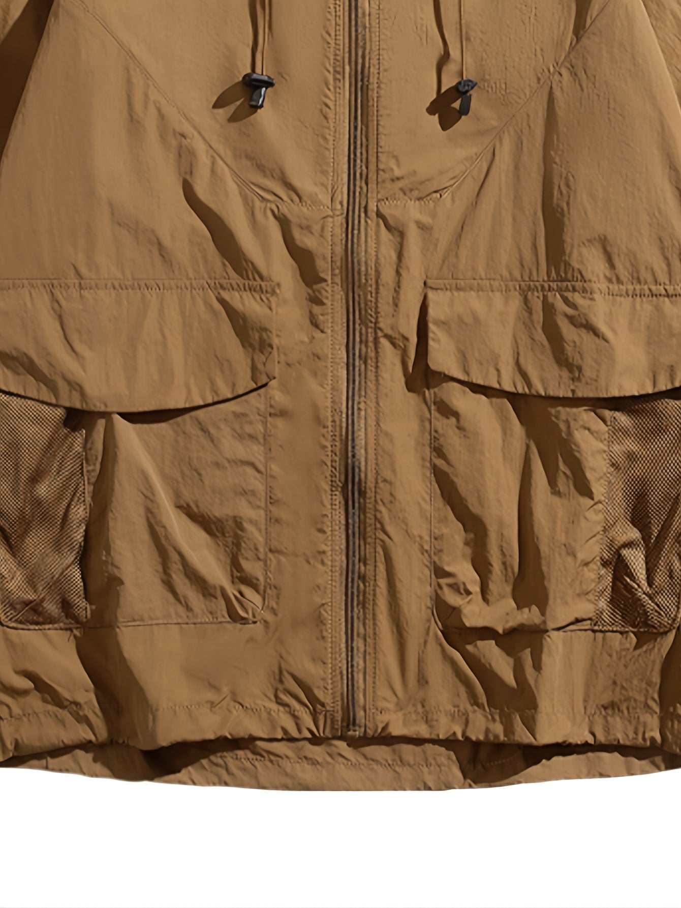 Quick-Dry Men's Jacket Lightweight Breathable Men's Jacket | Quick-Dry, Zip-Up with Drawstring Hood, Long Sleeves, Casual Style for Sports, Running, Fishing, Fitness & Outdoor Activities, Solid Color, Zipper Closure, Loose Fit