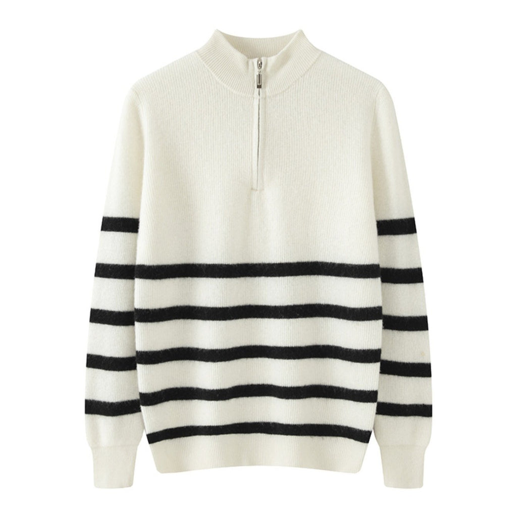 Mens 100% Velvet Quarter Zip Mock Neck Striped Sweater | Thickened Color Block Athletic Fit Thermal Comfort, Perfect for Fall\u002FWinter, Casual & Daily Wear, Knit