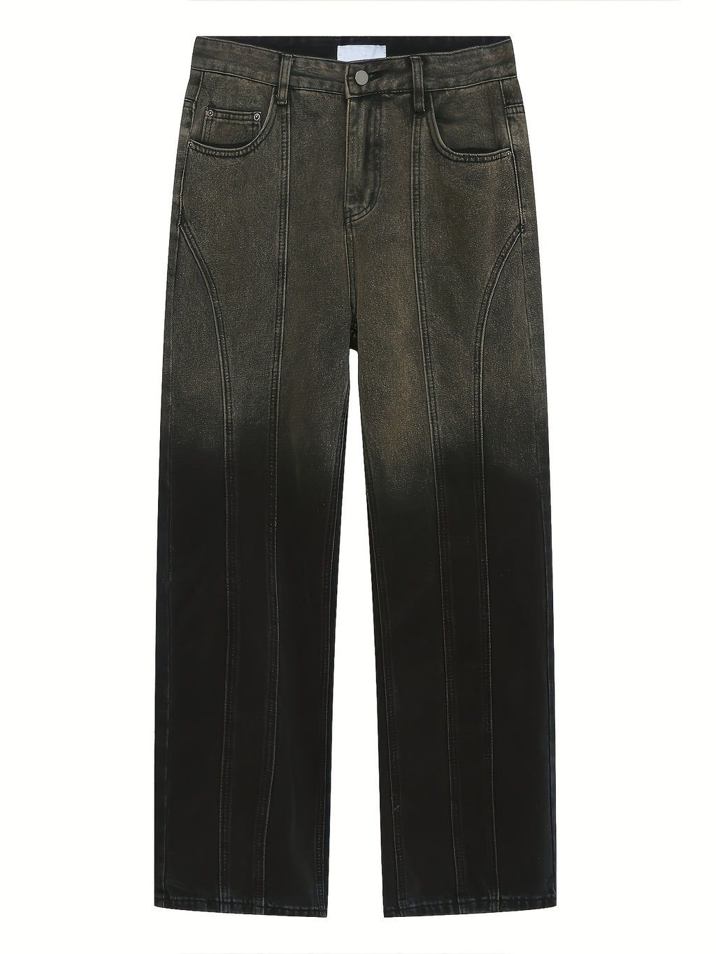 Jeans Men'S Retro Distressed Brown Straight Leg Mop Loose Casual Wide-leg Pants