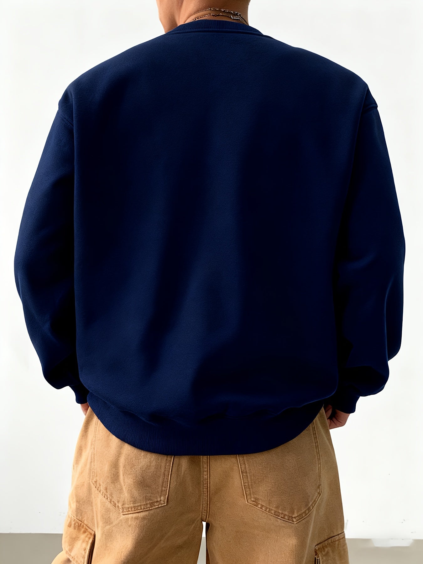 Men's 360g Heavyweight Casual Sweatshirt - Thick Winter Warm Pullover Sweater for Golf & Daily Wear, Round Neck Long Sleeve (Black\u002FWhite\u002FBlue\u002FGray) - Affordable Cold Weather Outerwear, Multi-Color Options