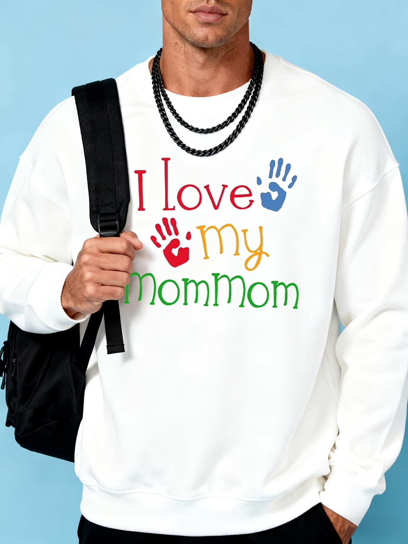 Men's 360g Heavyweight Casual Sweatshirt - Thick Winter Warm Pullover Sweater for Golf & Daily Wear, Round Neck Long Sleeve (Black\u002FWhite\u002FBlue\u002FGray) - Affordable Cold Weather Outerwear, Multi-Color Options