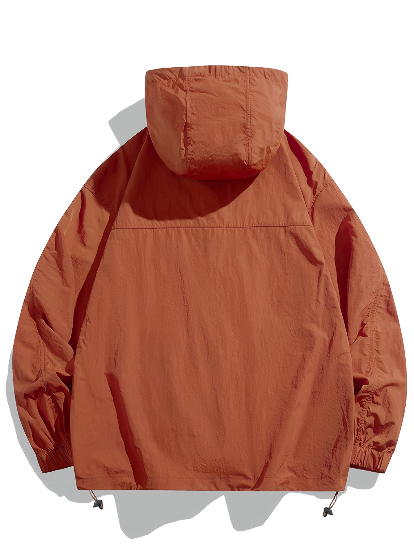 Men'S Lightweight Breathable Hooded Jacket - Quick-Dry Loose Fit Long Sleeve Windbreaker for Outdoor Activities, Casual & Sports Wear, Solid Color with Adjustable Drawstring Hood, Windbreaker Jacket, Spring Summer Apparel, Durable Zipper Closure