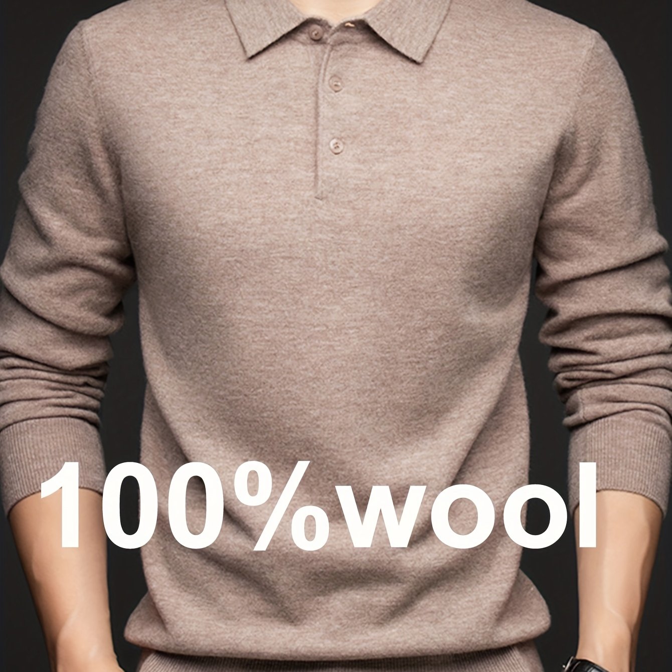 Men's 100% Thickened Lapel Sweater - Solid Color Warm Underlayer for Base Layer, Office & Commuting, Dry Clean Only Retro Style Classic Collar, High-End Layering Piece for All-Season Wear, Commuting Outfit, Timeless Design, Premium Material, Men'S