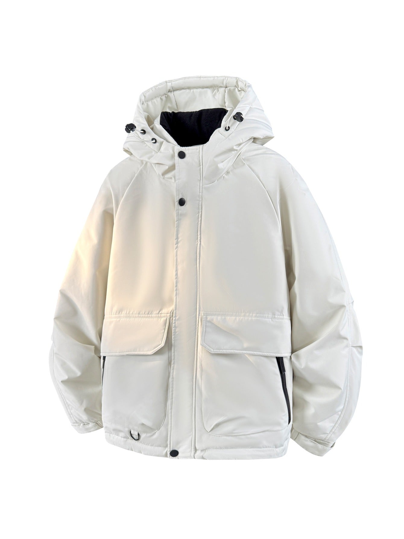 Men's & Women's White Duck Down Jacket - Thickened Winter Parka Coat with Hood, Full-Zip Front, Machine Washable Duck Down for Extreme Cold, Unisex for outdoor Activities (Solid Color)