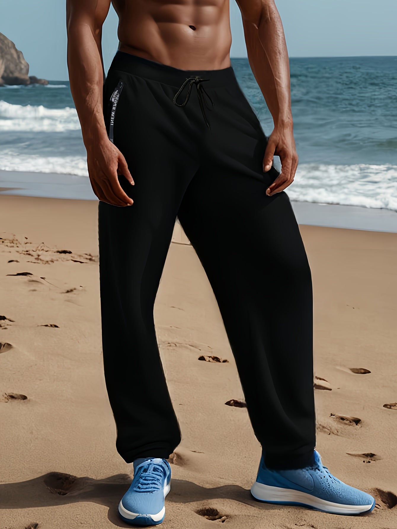 1pc Men'S Athletic Pants - Breathable Running & Fitness Long Trousers with Zipper Pockets, Gray, Adjustable Waistband, Polyester Fabric, Perfect for Outdoor Sports & Casual Wear, Casual Wear Pants|Trendy Sports Pants|Zippered Pants