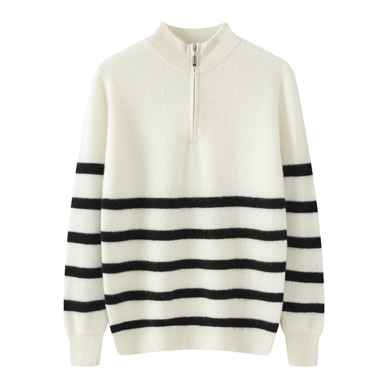 Mens 100% Velvet Quarter Zip Mock Neck Striped Sweater | Thickened Color Block Athletic Fit Thermal Comfort, Perfect for Fall\u002FWinter, Casual & Daily Wear, Knit