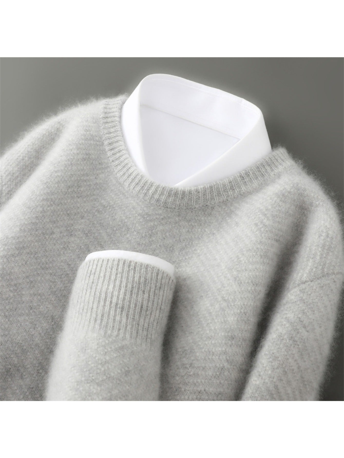 Men's 100% Wool Sweater Thickened Winter Warm 7-Gauge Jacquard Knit Relaxed Loose Fit Round Neck Long Sleeve Thermal Wool Pullover for Casual & Business Wear - Hand Washable Autumn Winter Top Christmas Gift