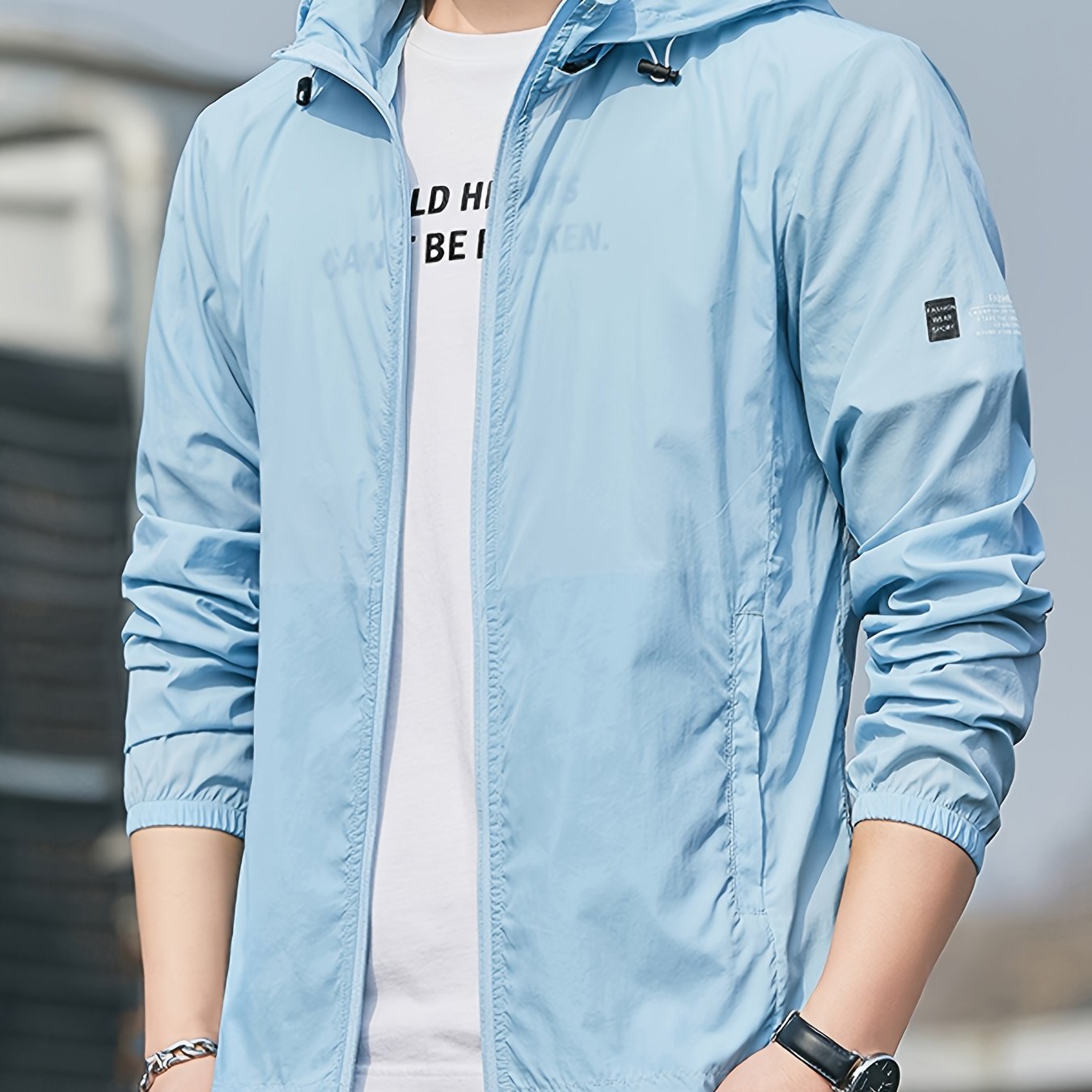 Men'S Light Hooded Cycling Jacket with Full-Zip Closure, Full-Zip Front & Zippered Pockets - Softshell Windproof & High Quality, Full-Zip Hooded Design for Cycling, Hiking, Gym - Lightweight Outdoor Jacket For Men, Hiking Gear, Casual Style