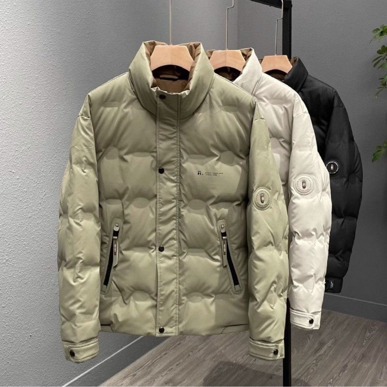 Men's Winter Duck Down Jacket - Short-Length Cold-Weather Coat with Stand Collar & Zipper Closure, Korean Style Luxury Outerwear, Hand Washable (Solid Color for urban Commute to Resorts)