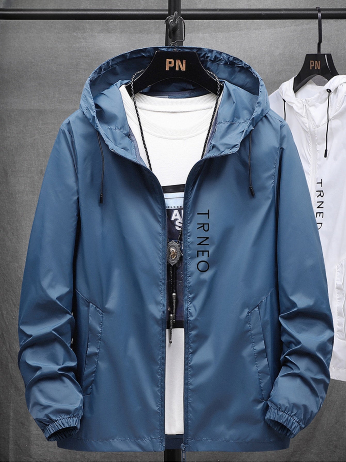 Men'S Lightweight Summer Hooded Zip-Up Jacket - Casual Translucent Letter Print with Drawstring, Ideal for Outdoor Activities like Hiking, Running & Fishing, Fishing Accessory|Sleek Zipper Design|Durable Outerwea