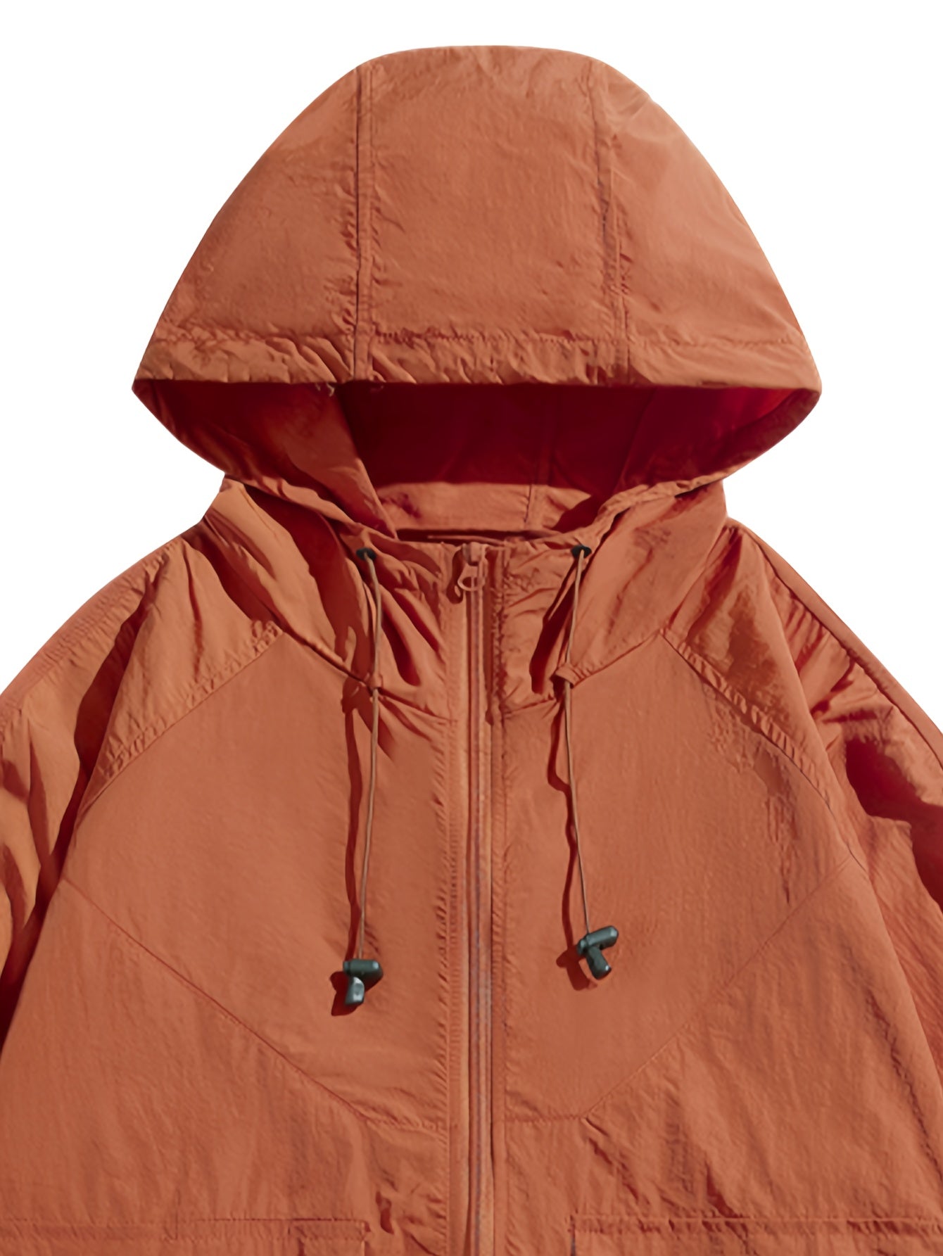 Men'S Lightweight Breathable Hooded Jacket - Quick-Dry Loose Fit Long Sleeve Windbreaker for Outdoor Activities, Casual & Sports Wear, Solid Color with Adjustable Drawstring Hood, Windbreaker Jacket, Spring Summer Apparel, Durable Zipper Closure