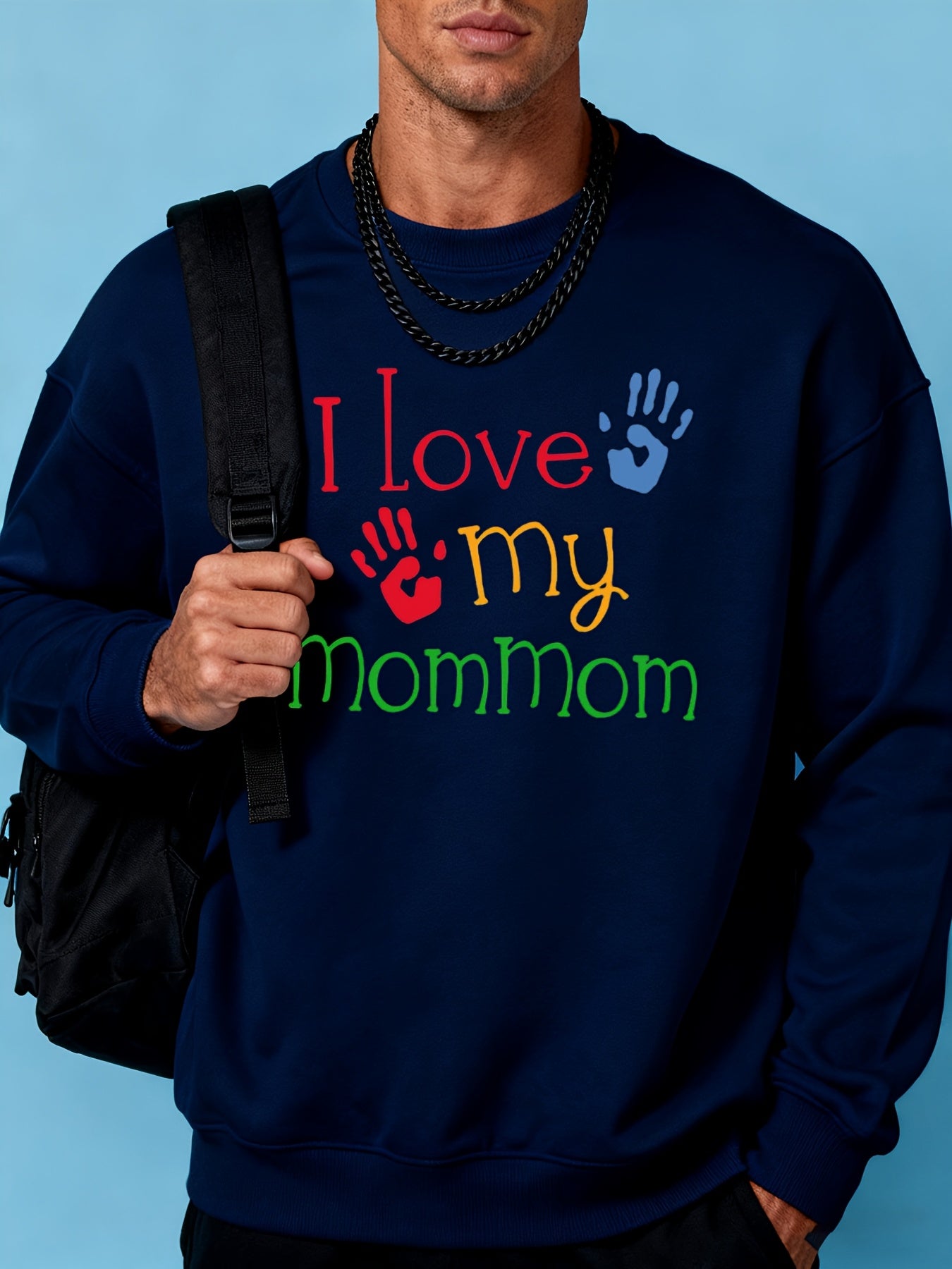 Men's 360g Heavyweight Casual Sweatshirt - Thick Winter Warm Pullover Sweater for Golf & Daily Wear, Round Neck Long Sleeve (Black\u002FWhite\u002FBlue\u002FGray) - Affordable Cold Weather Outerwear, Multi-Color Options