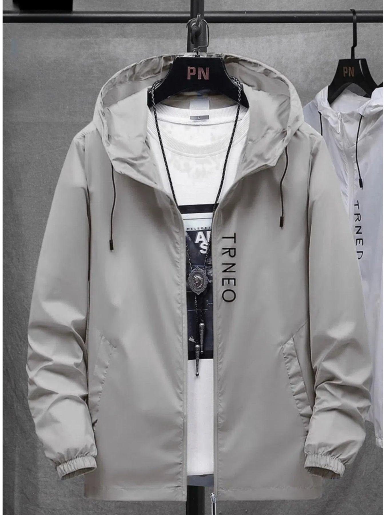 Men'S Lightweight Summer Hooded Zip-Up Jacket - Casual Translucent Letter Print with Drawstring, Ideal for Outdoor Activities like Hiking, Running & Fishing, Fishing Accessory|Sleek Zipper Design|Durable Outerwea