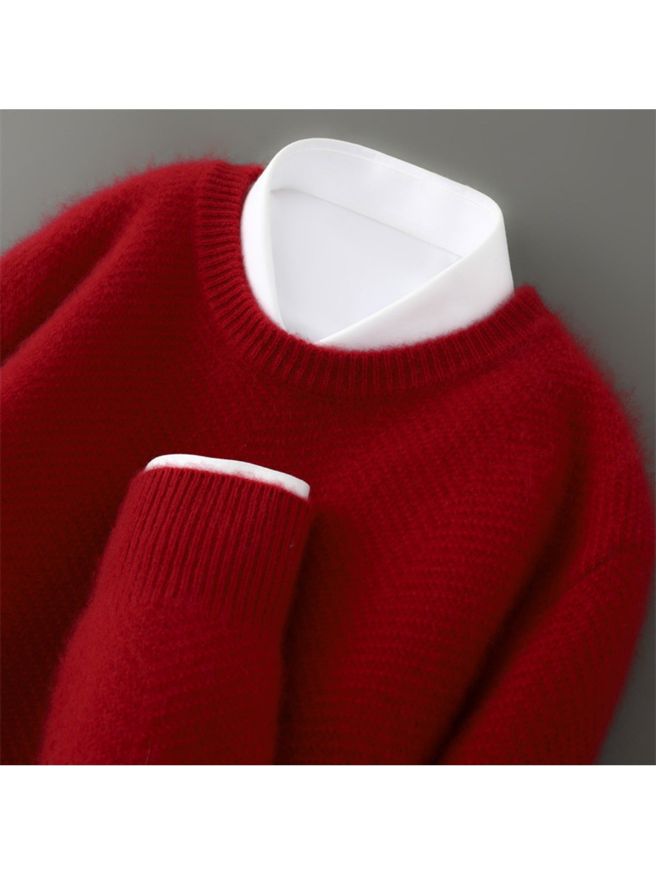 Men's 100% Wool Sweater Thickened Winter Warm 7-Gauge Jacquard Knit Relaxed Loose Fit Round Neck Long Sleeve Thermal Wool Pullover for Casual & Business Wear - Hand Washable Autumn Winter Top Christmas Gift